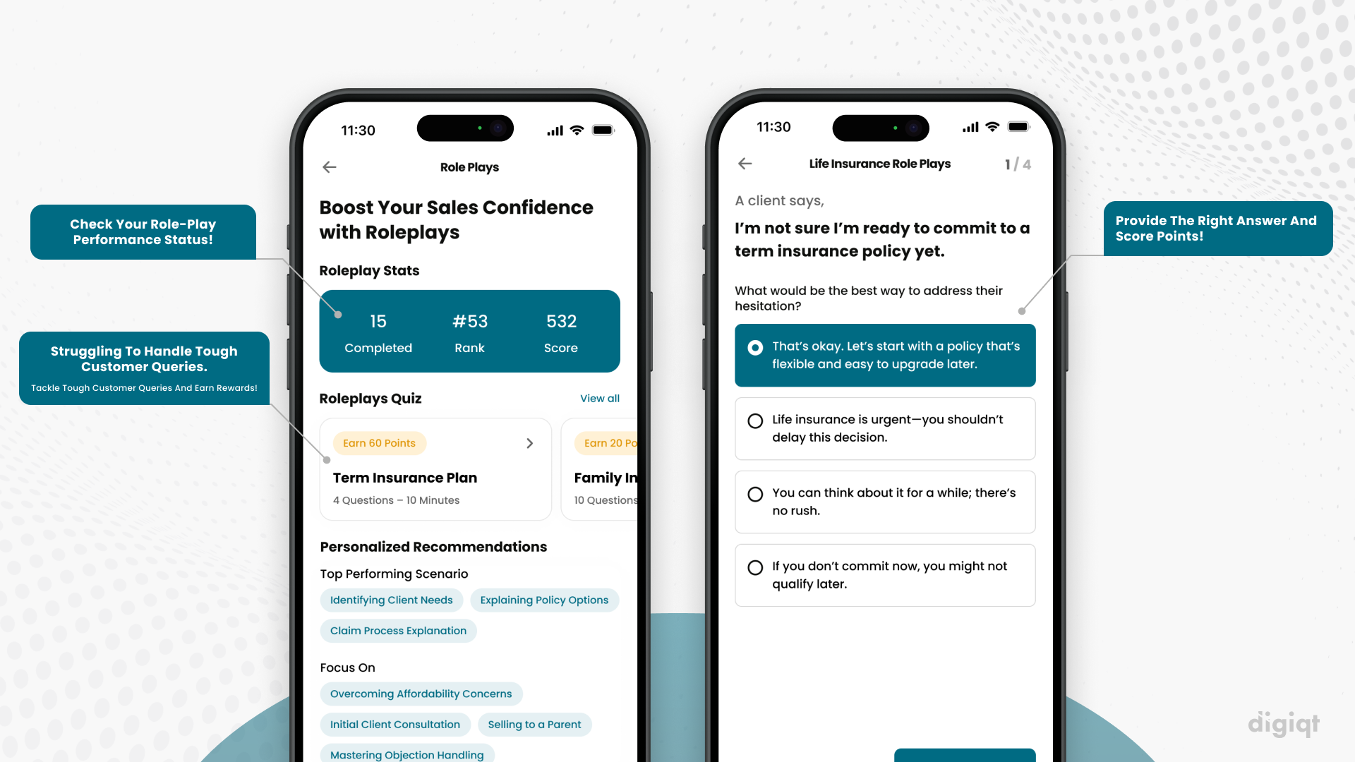 Mobile training interface with interactive modules and progress tracking